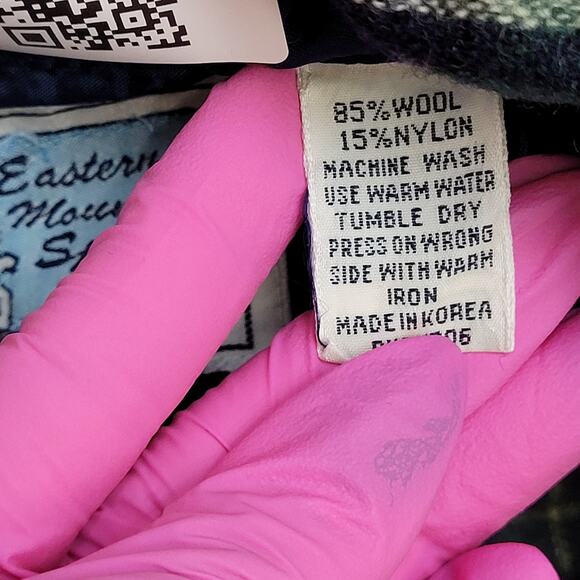 Vintage 90s Western Hippie Shadow Plaid Shirt S/M 19x28 Wool - Picture 7 of 11